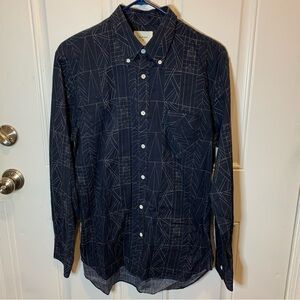 Billy Reid Men’s Geometric Casual Long Sleeve Shirt Button Down Collared Size 16